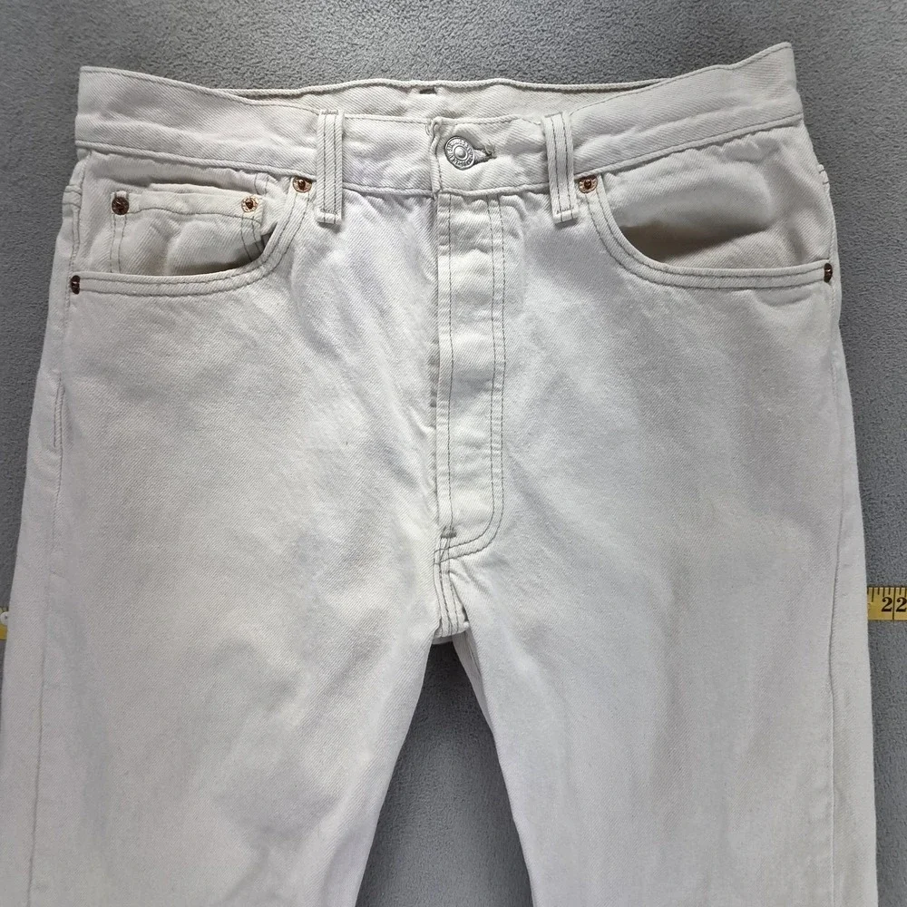 Vintage Levis 501 Jeans Mens White Straight Button Fly USA 90s Fits 28x30